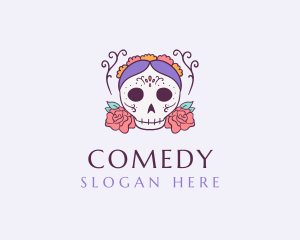 Festive Lady Skull Logo