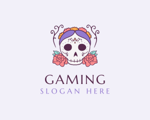 Festive Lady Skull Logo