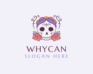 Festive Lady Skull Logo