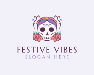 Festival - Festive Lady Skull logo design