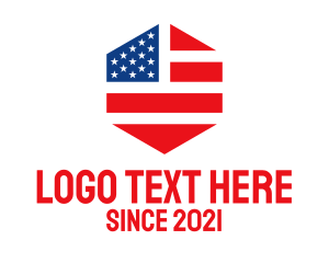 National - Hexagon American Flag logo design