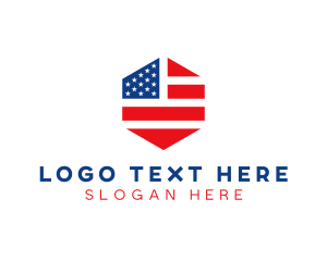 America - Hexagon American Flag logo design