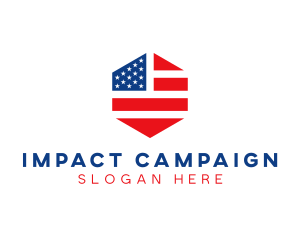 Hexagon American Flag logo design