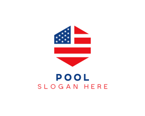 Country - Hexagon American Flag logo design