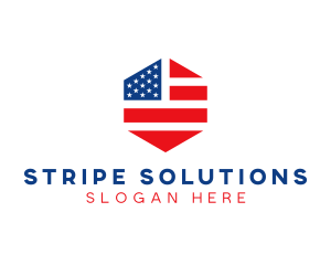 Hexagon American Flag logo design