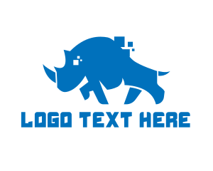 Horn - Blue Rhino Pixel logo design