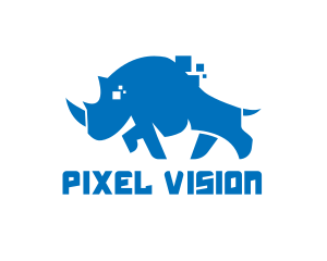 Blue Rhino Pixel logo design