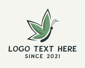 Green Insect - Eco Butterfly Insect logo design