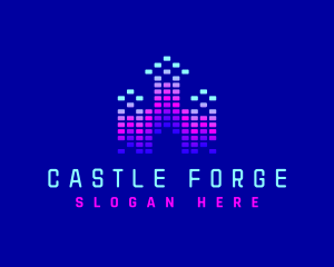 Pixel Castle Equalizer logo design