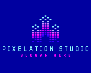 Pixel Castle Equalizer logo design