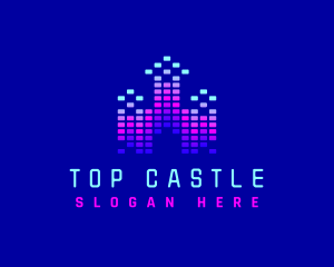 Pixel Castle Equalizer logo design