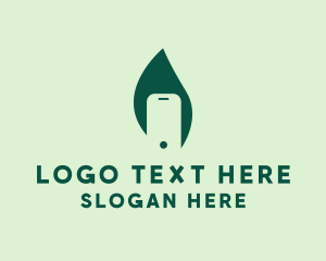 Negative Space - Leaf Mobile Phone logo design