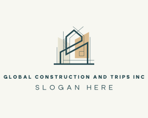 Building Contractor Blueprint Logo