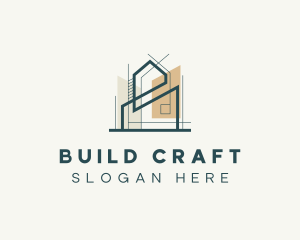 Building Contractor Blueprint logo design