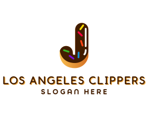 Donut - Sprinkle Donut Letter J logo design