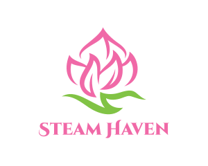 Sauna - Pink Fire Flower logo design