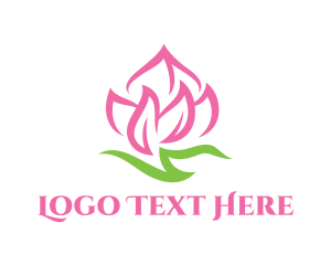 Massage - Pink Fire Flower logo design