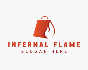 Flaming Shopping Bag logo design