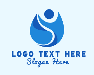 Blue - Water People Droplet logo design