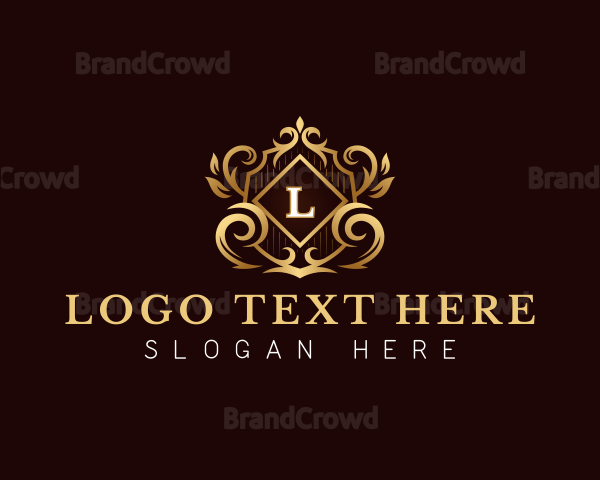 Ornament Shield Crown Logo