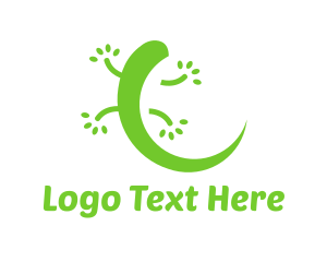 Abstract Animal - Green Gecko Reptile logo design