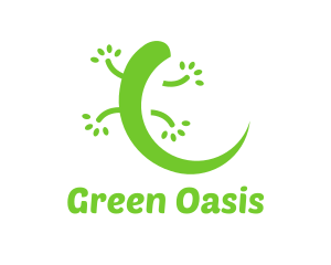 Green Gecko Reptile logo design