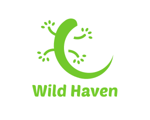 Fauna - Green Gecko Reptile logo design