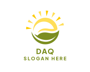 Green Sun - Sun Leaf Botanical logo design