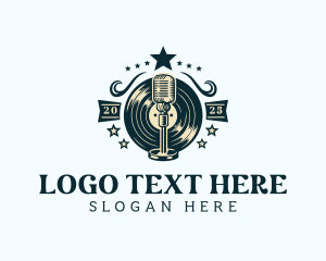Record Label - Microphone Vinyl Record logo design