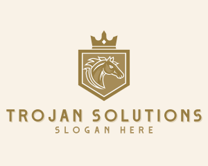 Trojan - Royal Horse Shield logo design