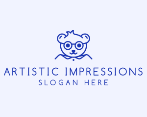 Cute Smart Bear logo design