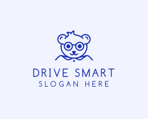 Cute Smart Bear logo design