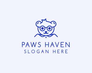 Cute Smart Bear logo design