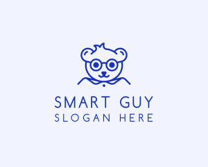 Cute Smart Bear logo design