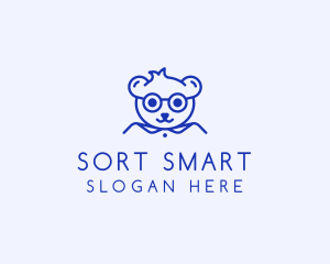 Cute Smart Bear logo design