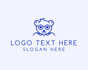 Line - Cute Smart Bear logo design