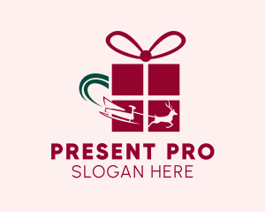 Gift - Christmas Gift Reindeer logo design