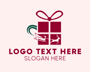 Merry - Christmas Gift Reindeer logo design