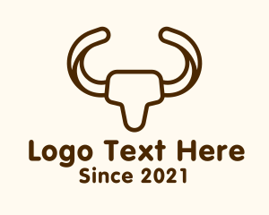 Bull - Monoline Bull Horns logo design