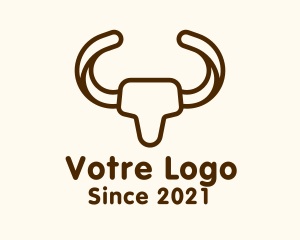 Ranch - Monoline Bull Horns logo design