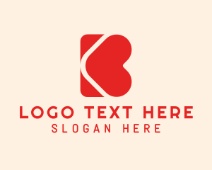 Lettermark - Red Heart Letter B logo design