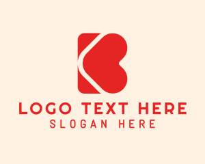 Lover - Red Heart Letter B logo design