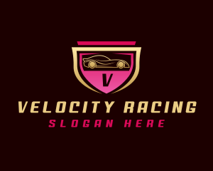 Racing Car Automobile Shield logo design