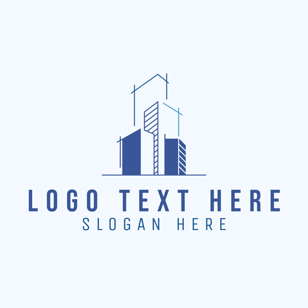 Blue Building Blueprint Logo 