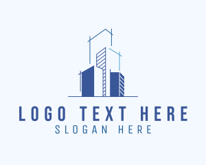 Skyscraper - Blue Building Blueprint logo design