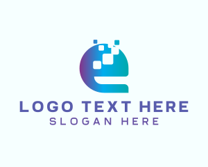 Pixel Tech Letter E logo design