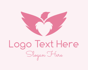 Zoo - Pink Heart Eagle Wings logo design