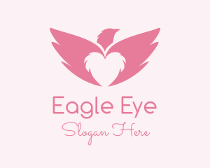 Pink Heart Eagle Wings logo design