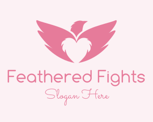 Pink Heart Eagle Wings logo design