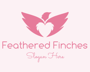 Pink Heart Eagle Wings logo design